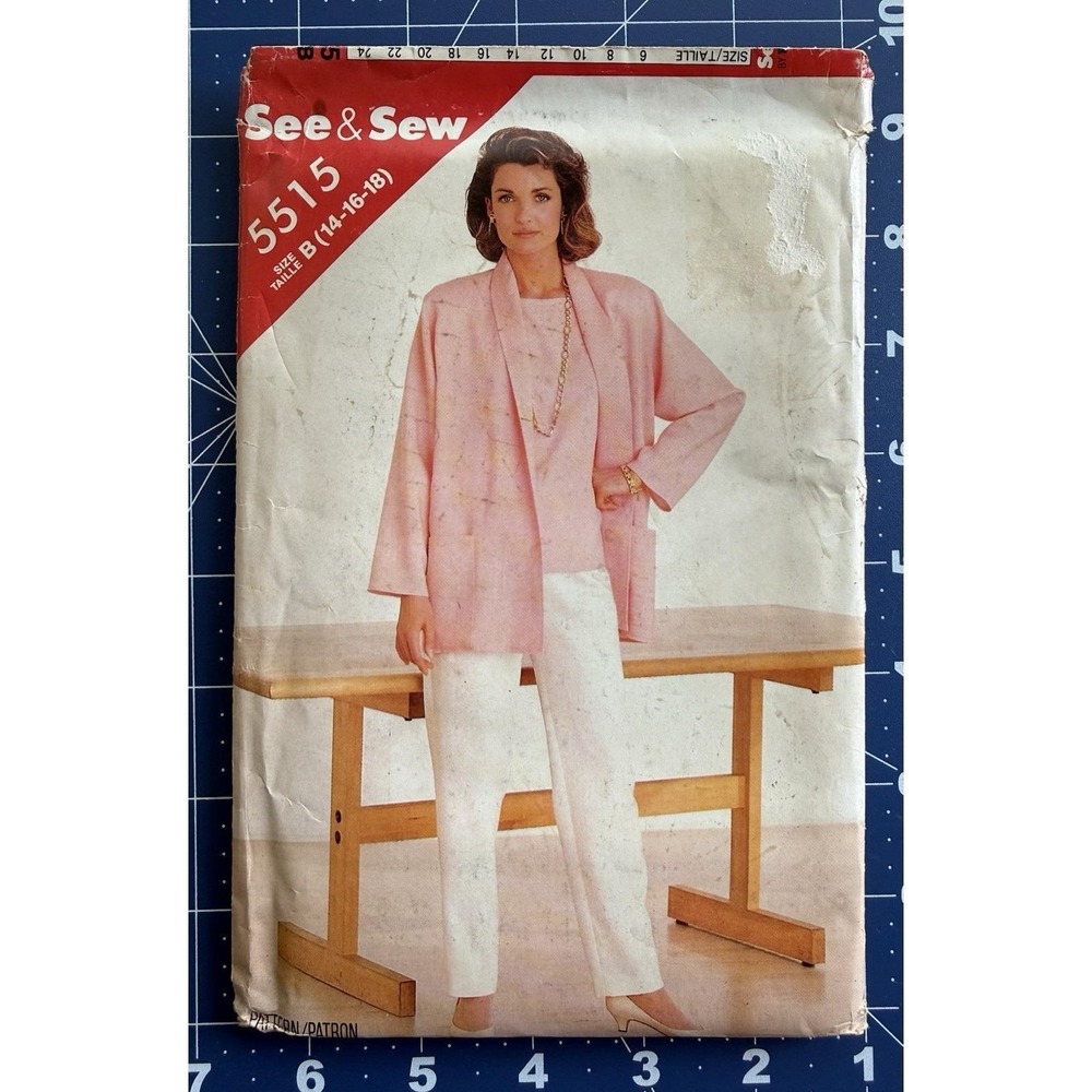 Butterick See & Sew 5515 Misses' Unlined Jacket,‎ Pants & Top Size 14-18 UC FF